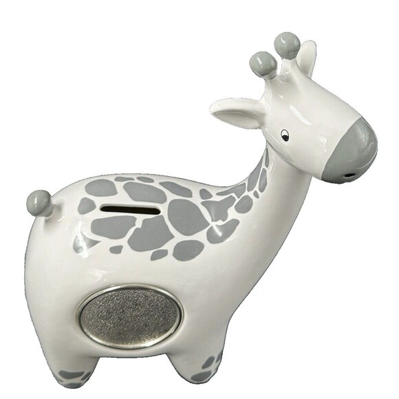Things Remembered White and Gray Giraffe Ceramic Bank 11.5 in Tall - Picture 2 of 8